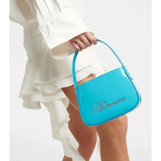 Blumarine Logo Patent Leather Shoulder Bag