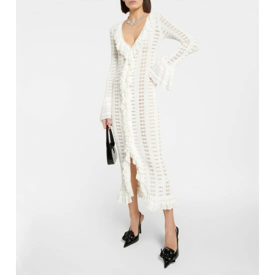 Blumarine Ruffled Crochet Maxi Dress