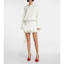 Blumarine Ruffle-trimmed Cotton-blend Minidress