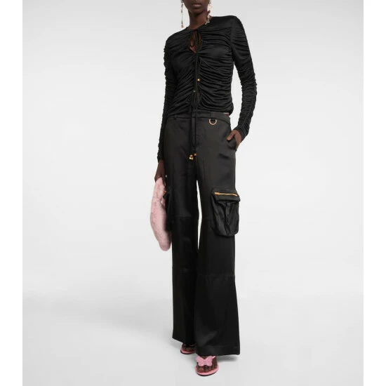 Blumarine Low-rise Satin Cargo Pants