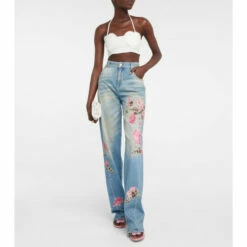 Blumarine Embellished Cotton Crop Top