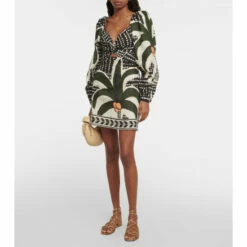 Johanna Ortiz Linen Puff-sleeve Printed Minidress