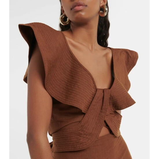 Johanna Ortiz Linen Ruffle Midi Dress - Image 3