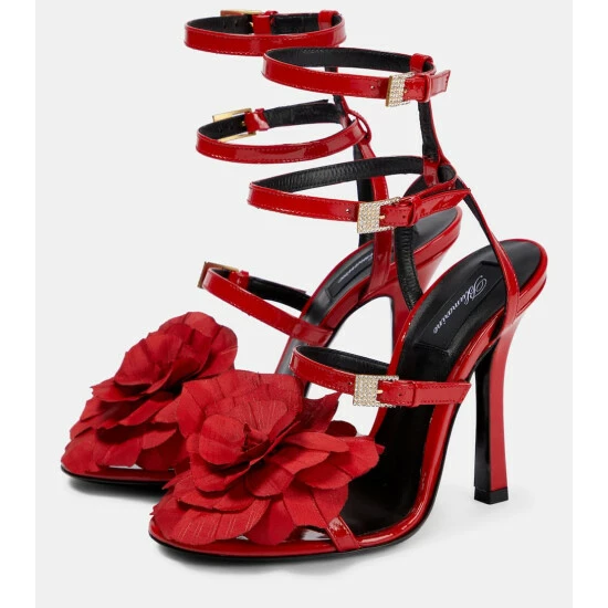 Blumarine Rose-detail Patent Leather Sandals - Image 4
