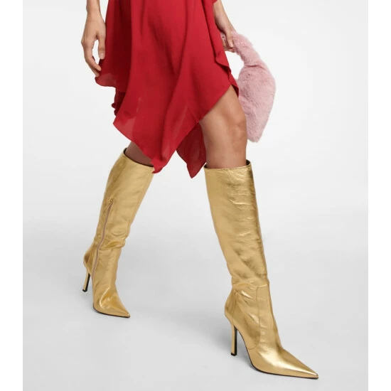 Blumarine Laminated Knee-high Leather Boots - Image 3