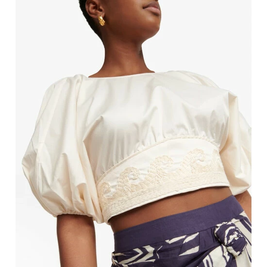 Johanna Ortiz Embroidered Puff Sleeve Top - Image 3