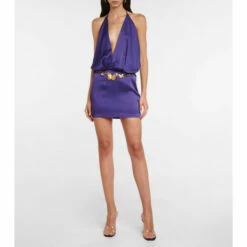 Blumarine Halterneck Satin Minidress