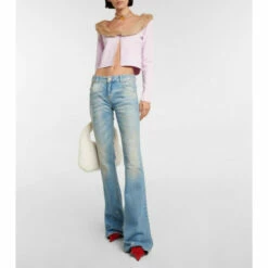 Blumarine Faux Fur-trimmed Jersey Cardigan