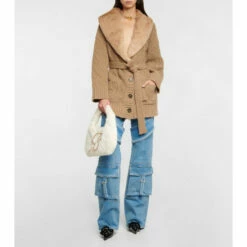 Blumarine Shearling-trimmed Wool Cardigan