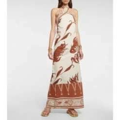 Johanna Ortiz Printed Halterneck Maxi Dress