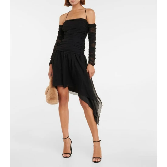 Blumarine Ruched Silk-blend Minidress