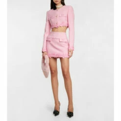 Blumarine Embroidered Wool Miniskirt