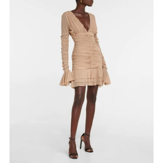 Blumarine Ruched Silk-blend Minidress