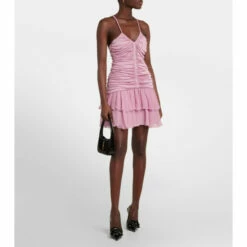 Blumarine Rose Ruched Halterneck Jersey Minidress
