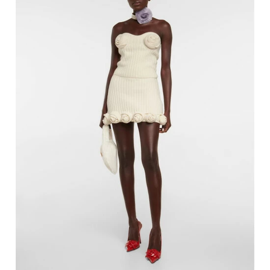 Blumarine Rose-appliqué Wool Bustier