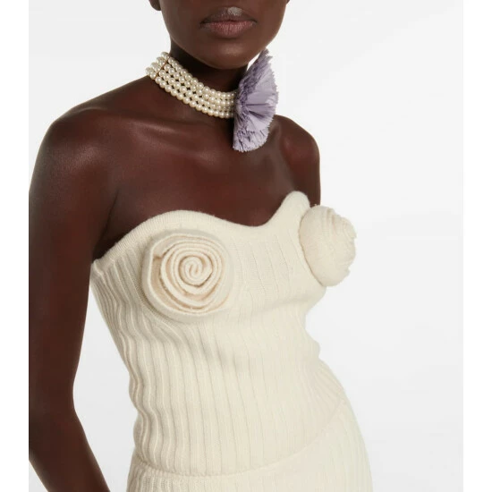 Blumarine Rose-appliqué Wool Bustier - Image 3