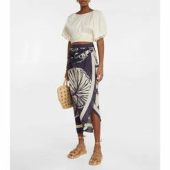 Johanna Ortiz Printed Cotton Midi Skirt