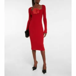 Blumarine Rose Leather Slingback Pumps