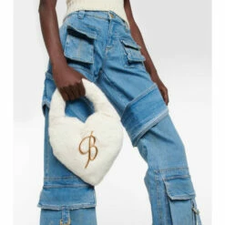 Blumarine Embellished Faux Fur Shoulder Bag