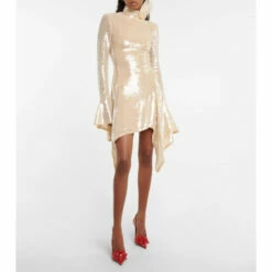 Blumarine Sequined Turtleneck Minidress