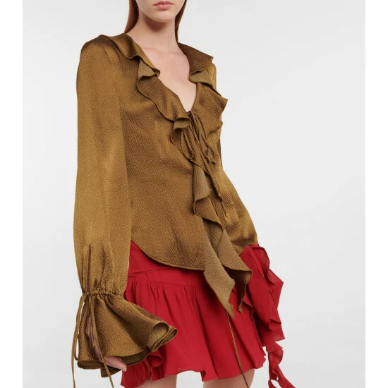 Blumarine Ruffled Silk-blend Blouse - Image 3