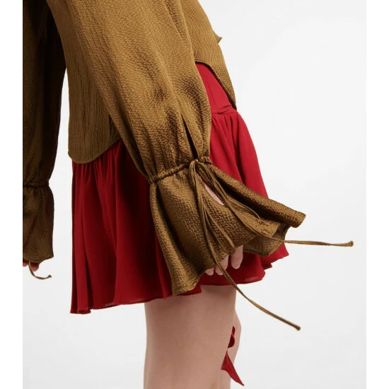 Blumarine Ruffled Silk-blend Blouse - Image 4